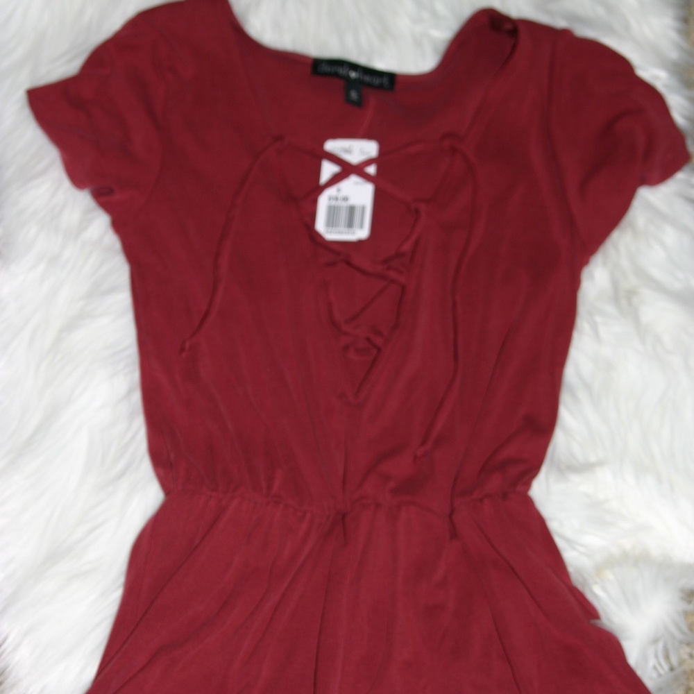 Dark Red Tie-Up Romper